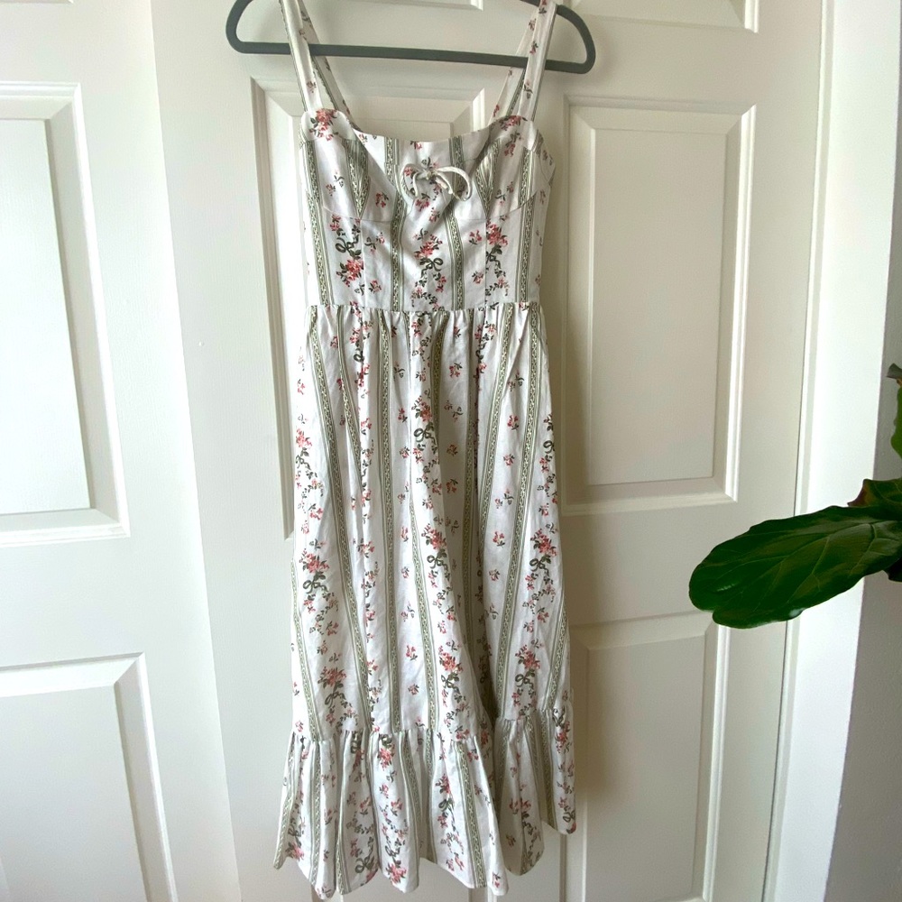 Reformation Linen Dress - Maegan Midi Dress in Heath